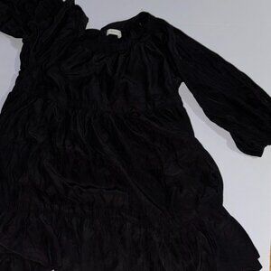 Mustard seed Black Mini Romper Buttons on Back Neck Dolman Sleeve